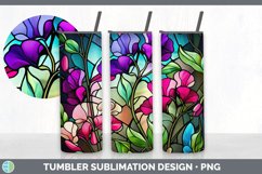 Stained Glass Sweet Pea Flowers Tumbler | Sublimation 20 oz Product Image 7