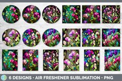 Stained Glass Sweet Pea Flowers Air Freshener | Sublimation Product Image 2