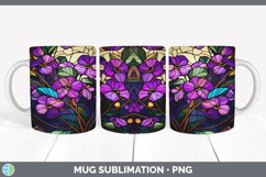 Stained Glass Violet Flowers Mug Wrap | Sublimation Coffee C Product Image 3