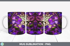 Stained Glass Violet Flowers Mug Wrap | Sublimation Coffee C Product Image 4