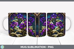 Stained Glass Violet Flowers Mug Wrap | Sublimation Coffee C Product Image 5