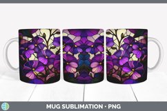 Stained Glass Violet Flowers Mug Wrap | Sublimation Coffee C Product Image 6