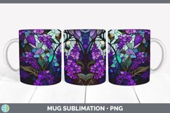 Stained Glass Violet Flowers Mug Wrap | Sublimation Coffee C Product Image 7