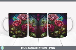 Stained Glass Rose Flowers Mug Wrap | Sublimation Coffee Cup Product Image 2