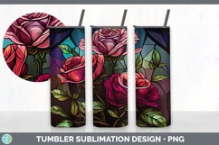 Stained Glass Rose Flowers Tumbler | Sublimation 20 oz Skinn Product Image 2