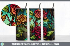 Stained Glass Rose Flowers Tumbler | Sublimation 20 oz Skinn Product Image 4