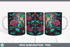 Stained Glass Rose Flowers Mug Wrap | Sublimation Coffee Cup Product Image 6
