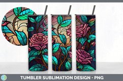 Stained Glass Rose Flowers Tumbler | Sublimation 20 oz Skinn Product Image 6