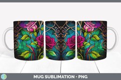 Stained Glass Rose Flowers Mug Wrap | Sublimation Coffee Cup Product Image 7