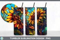 Stained Glass Sunflower Flowers Tumbler | Sublimation 20 oz Product Image 2