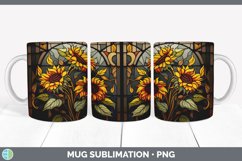 Stained Glass Sunflower Flowers Mug Wrap | Sublimation Coffe Product Image 7