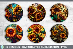 Stained Glass Sunflower Flowers Car Coaster | Sublimation Co Product Image 2