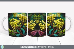 Stained Glass Acacia Flowers Mug Wrap | Sublimation Coffee C Product Image 2