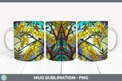 Stained Glass Acacia Flowers Mug Wrap | Sublimation Coffee C Product Image 3