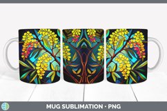 Stained Glass Acacia Flowers Mug Wrap | Sublimation Coffee C Product Image 6