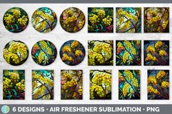Stained Glass Acacia Flowers Air Freshener | Sublimation Car Product Image 2