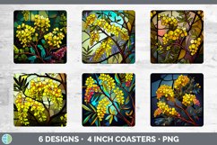 Stained Glass Acacia Flowers Square Coaster | Sublimation Co Product Image 2