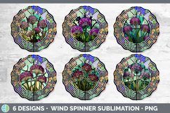 Stained Glass Allium Flowers Wind Spinner | Sublimation Spin Product Image 2