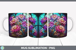 Stained Glass Aster Flowers Mug Wrap | Sublimation Coffee Cu Product Image 2