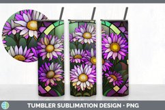 Stained Glass Aster Flowers Tumbler | Sublimation 20 oz Skin Product Image 3