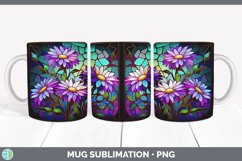 Stained Glass Aster Flowers Mug Wrap | Sublimation Coffee Cu Product Image 4