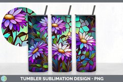 Stained Glass Aster Flowers Tumbler | Sublimation 20 oz Skin Product Image 4