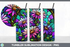 Stained Glass Aster Flowers Tumbler | Sublimation 20 oz Skin Product Image 5