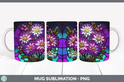 Stained Glass Aster Flowers Mug Wrap | Sublimation Coffee Cu Product Image 6