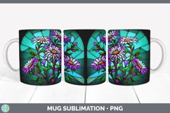 Stained Glass Aster Flowers Mug Wrap | Sublimation Coffee Cu Product Image 7