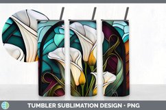 Stained Glass Calla Lily Flowers Tumbler | Sublimation 20 oz Product Image 3