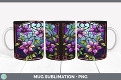 Stained Glass Clematis Flowers Mug Wrap | Sublimation Coffee Product Image 2
