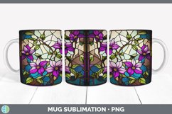 Stained Glass Clematis Flowers Mug Wrap | Sublimation Coffee Product Image 3