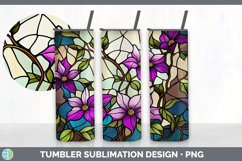 Stained Glass Clematis Flowers Tumbler | Sublimation 20 oz S Product Image 3