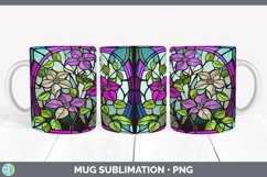 Stained Glass Clematis Flowers Mug Wrap | Sublimation Coffee Product Image 4
