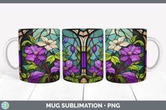 Stained Glass Clematis Flowers Mug Wrap | Sublimation Coffee Product Image 5