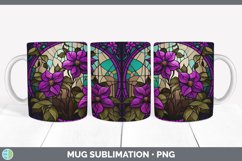 Stained Glass Clematis Flowers Mug Wrap | Sublimation Coffee Product Image 6