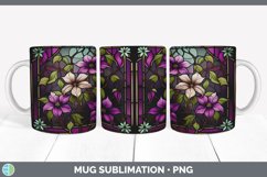 Stained Glass Clematis Flowers Mug Wrap | Sublimation Coffee Product Image 7