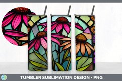 Stained Glass Coneflower Flowers Tumbler | Sublimation 20 oz Product Image 2
