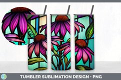 Stained Glass Coneflower Flowers Tumbler | Sublimation 20 oz Product Image 3
