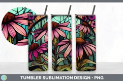 Stained Glass Coneflower Flowers Tumbler | Sublimation 20 oz Product Image 4