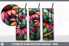 Stained Glass Coneflower Flowers Tumbler | Sublimation 20 oz Product Image 5
