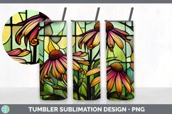 Stained Glass Coneflower Flowers Tumbler | Sublimation 20 oz Product Image 6