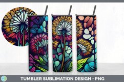 Stained Glass Dandelion Flowers Tumbler | Sublimation 20 oz Product Image 4