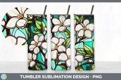 Stained Glass Jasmine Flowers Tumbler | Sublimation 20 oz Sk Product Image 3