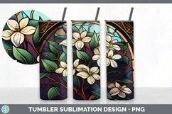 Stained Glass Jasmine Flowers Tumbler | Sublimation 20 oz Sk Product Image 6