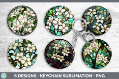 Stained Glass Jasmine Flowers Keychain | Sublimation Keyring Product Image 2