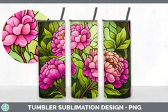 Stained Glass Peony Flowers Tumbler | Sublimation 20 oz Skin Product Image 2