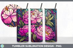 Stained Glass Peony Flowers Tumbler | Sublimation 20 oz Skin Product Image 3