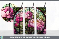Stained Glass Peony Flowers Tumbler | Sublimation 20 oz Skin Product Image 4