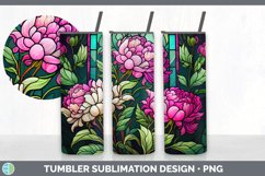 Stained Glass Peony Flowers Tumbler | Sublimation 20 oz Skin Product Image 5